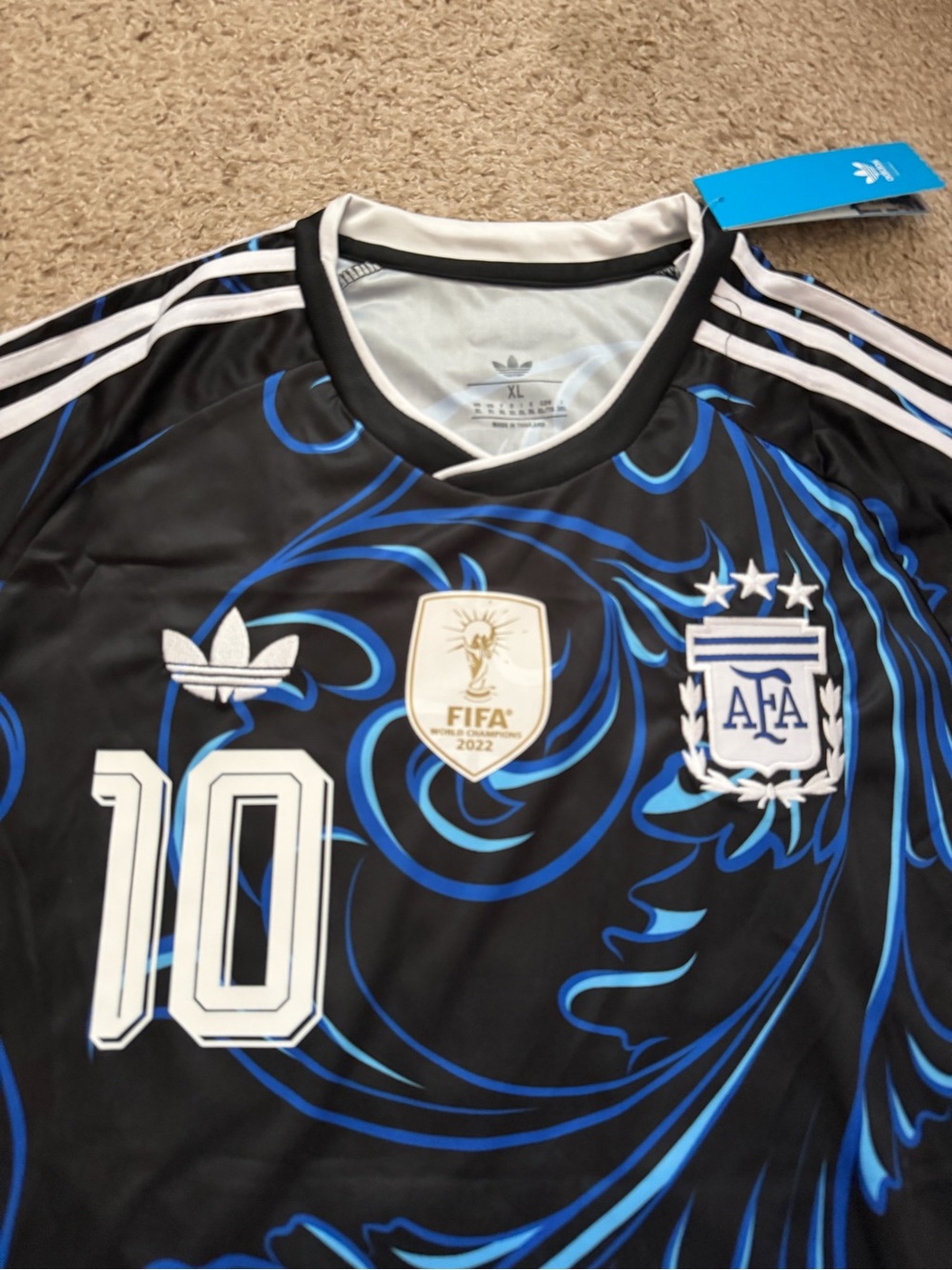 *NWT Adidas Argentina Messi #10 Black & Blue Soccer Jersey - Picture 2 of 5